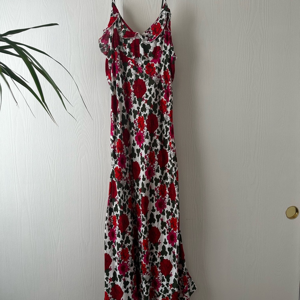 Rollas Floral Maxi Dress - Red and Pink